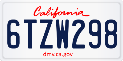CA license plate 6TZW298