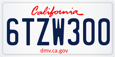 CA license plate 6TZW300