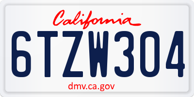 CA license plate 6TZW304