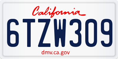 CA license plate 6TZW309