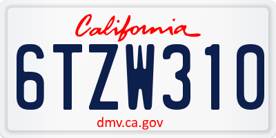 CA license plate 6TZW310