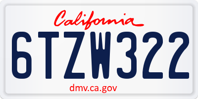 CA license plate 6TZW322