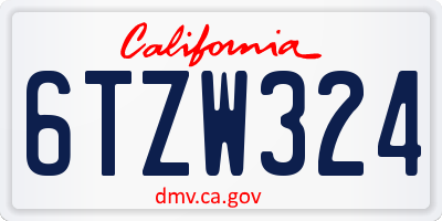 CA license plate 6TZW324