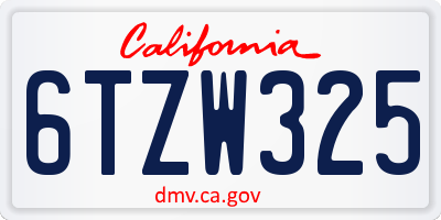 CA license plate 6TZW325
