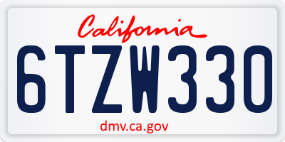 CA license plate 6TZW330