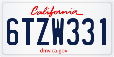 CA license plate 6TZW331