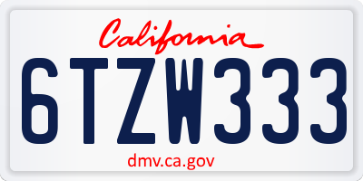 CA license plate 6TZW333