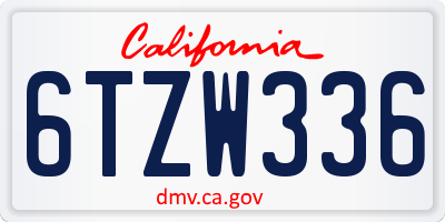 CA license plate 6TZW336