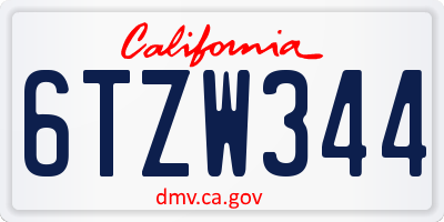 CA license plate 6TZW344