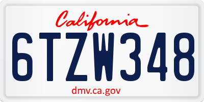 CA license plate 6TZW348