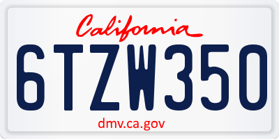 CA license plate 6TZW350