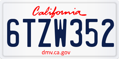 CA license plate 6TZW352