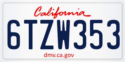 CA license plate 6TZW353