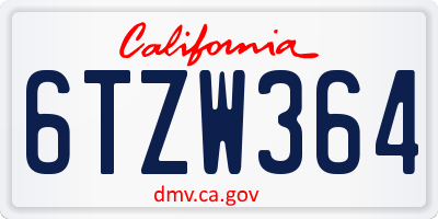 CA license plate 6TZW364