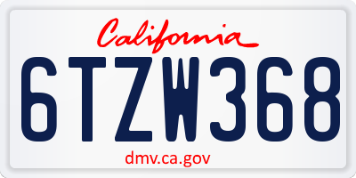 CA license plate 6TZW368