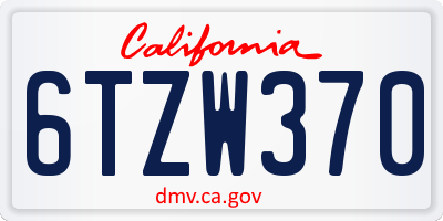 CA license plate 6TZW370