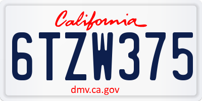 CA license plate 6TZW375
