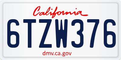 CA license plate 6TZW376
