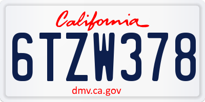 CA license plate 6TZW378