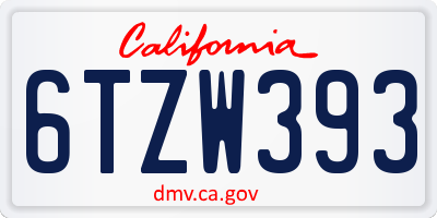 CA license plate 6TZW393