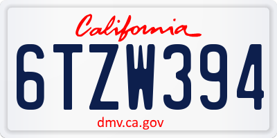 CA license plate 6TZW394