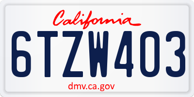 CA license plate 6TZW403