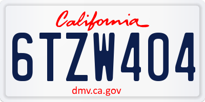 CA license plate 6TZW404