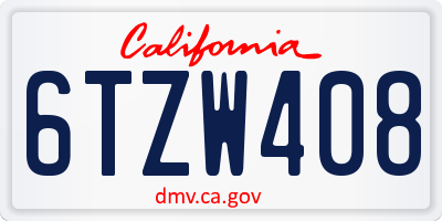 CA license plate 6TZW408