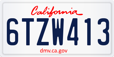 CA license plate 6TZW413
