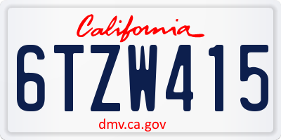 CA license plate 6TZW415