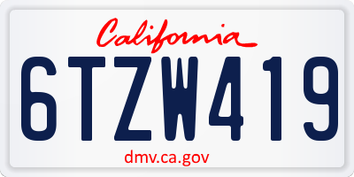 CA license plate 6TZW419