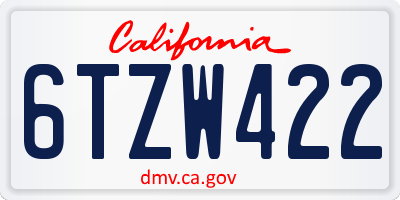 CA license plate 6TZW422