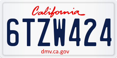 CA license plate 6TZW424