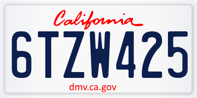 CA license plate 6TZW425