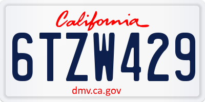 CA license plate 6TZW429