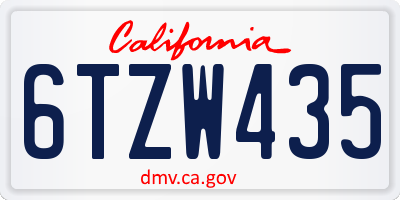 CA license plate 6TZW435