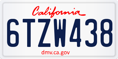 CA license plate 6TZW438