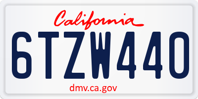 CA license plate 6TZW440