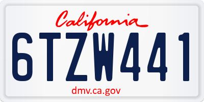 CA license plate 6TZW441