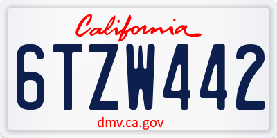 CA license plate 6TZW442