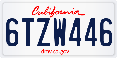 CA license plate 6TZW446