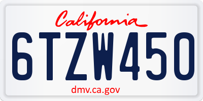 CA license plate 6TZW450