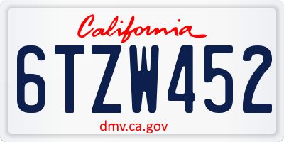 CA license plate 6TZW452