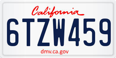 CA license plate 6TZW459