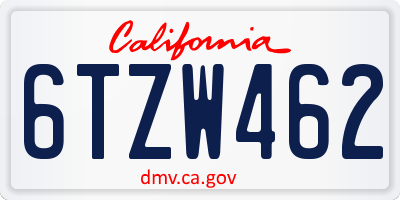 CA license plate 6TZW462