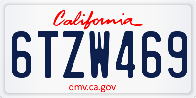 CA license plate 6TZW469