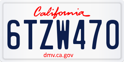 CA license plate 6TZW470