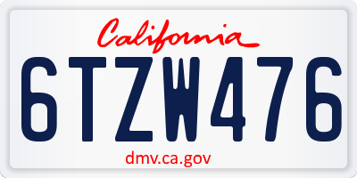 CA license plate 6TZW476