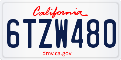 CA license plate 6TZW480