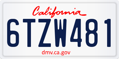CA license plate 6TZW481